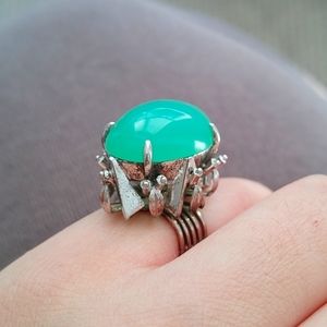 Gothic, Beautiful, Bright Green Jade Ring